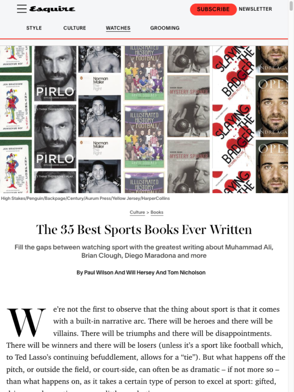 The 35 Best Sports Books Ever Written Esquire